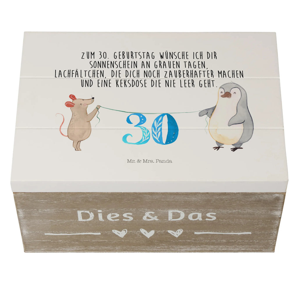 Holzkiste 30. Geburtstag Maus Pinguin Holzkiste, Kiste, Schatzkiste, Truhe, Schatulle, XXL, Erinnerungsbox, Erinnerungskiste, Dekokiste, Aufbewahrungsbox, Geschenkbox, Geschenkdose, Geburtstag, Geburtstagsgeschenk, Geschenk, Party, Feiern, Torte, Kuchen