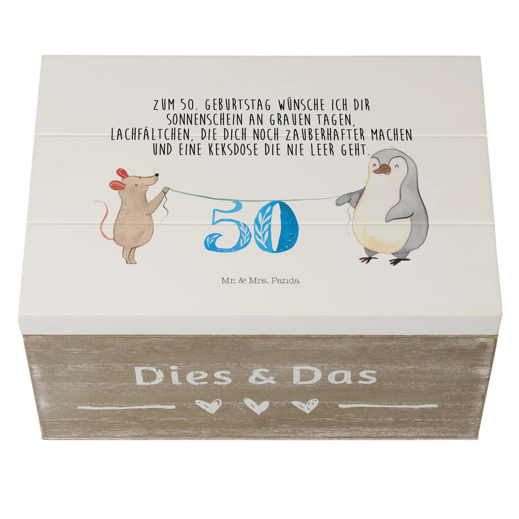 Holzkiste 50. Geburtstag Maus Pinguin Holzkiste, Kiste, Schatzkiste, Truhe, Schatulle, XXL, Erinnerungsbox, Erinnerungskiste, Dekokiste, Aufbewahrungsbox, Geschenkbox, Geschenkdose, Geburtstag, Geburtstagsgeschenk, Geschenk, Party, Feiern, Torte, Kuchen