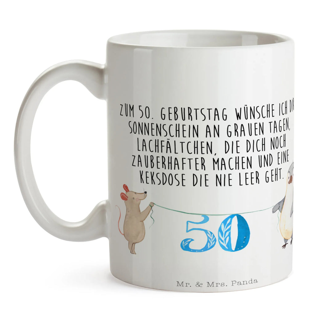 Tasse 50. Geburtstag Maus Pinguin Tasse, Kaffeetasse, Teetasse, Becher, Kaffeebecher, Teebecher, Keramiktasse, Porzellantasse, Büro Tasse, Geschenk Tasse, Tasse Sprüche, Tasse Motive, Kaffeetassen, Tasse bedrucken, Designer Tasse, Cappuccino Tassen, Schöne Teetassen, Geburtstag, Geburtstagsgeschenk, Geschenk, Party, Feiern, Torte, Kuchen