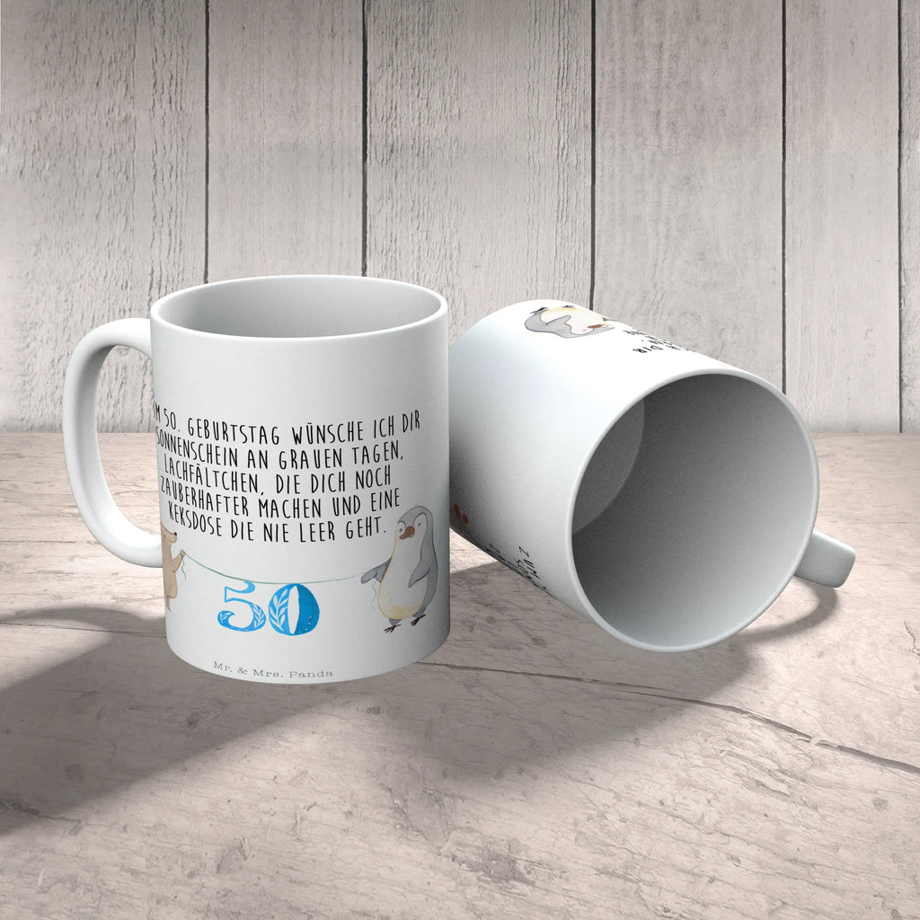 Tasse 50. Geburtstag Maus Pinguin Tasse, Kaffeetasse, Teetasse, Becher, Kaffeebecher, Teebecher, Keramiktasse, Porzellantasse, Büro Tasse, Geschenk Tasse, Tasse Sprüche, Tasse Motive, Kaffeetassen, Tasse bedrucken, Designer Tasse, Cappuccino Tassen, Schöne Teetassen, Geburtstag, Geburtstagsgeschenk, Geschenk, Party, Feiern, Torte, Kuchen