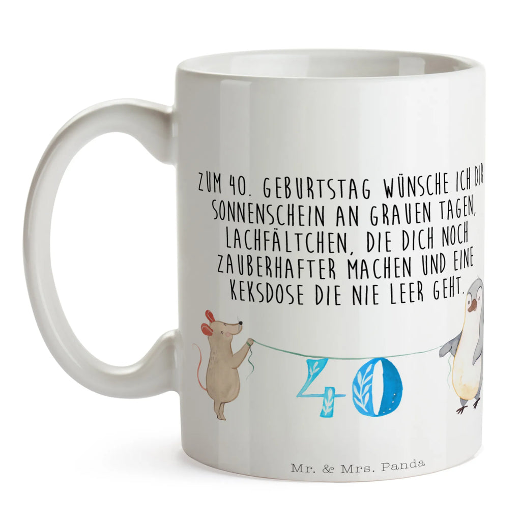 Tasse 40. Geburtstag Maus Pinguin Tasse, Kaffeetasse, Teetasse, Becher, Kaffeebecher, Teebecher, Keramiktasse, Porzellantasse, Büro Tasse, Geschenk Tasse, Tasse Sprüche, Tasse Motive, Kaffeetassen, Tasse bedrucken, Designer Tasse, Cappuccino Tassen, Schöne Teetassen, Geburtstag, Geburtstagsgeschenk, Geschenk, Party, Feiern, Torte, Kuchen