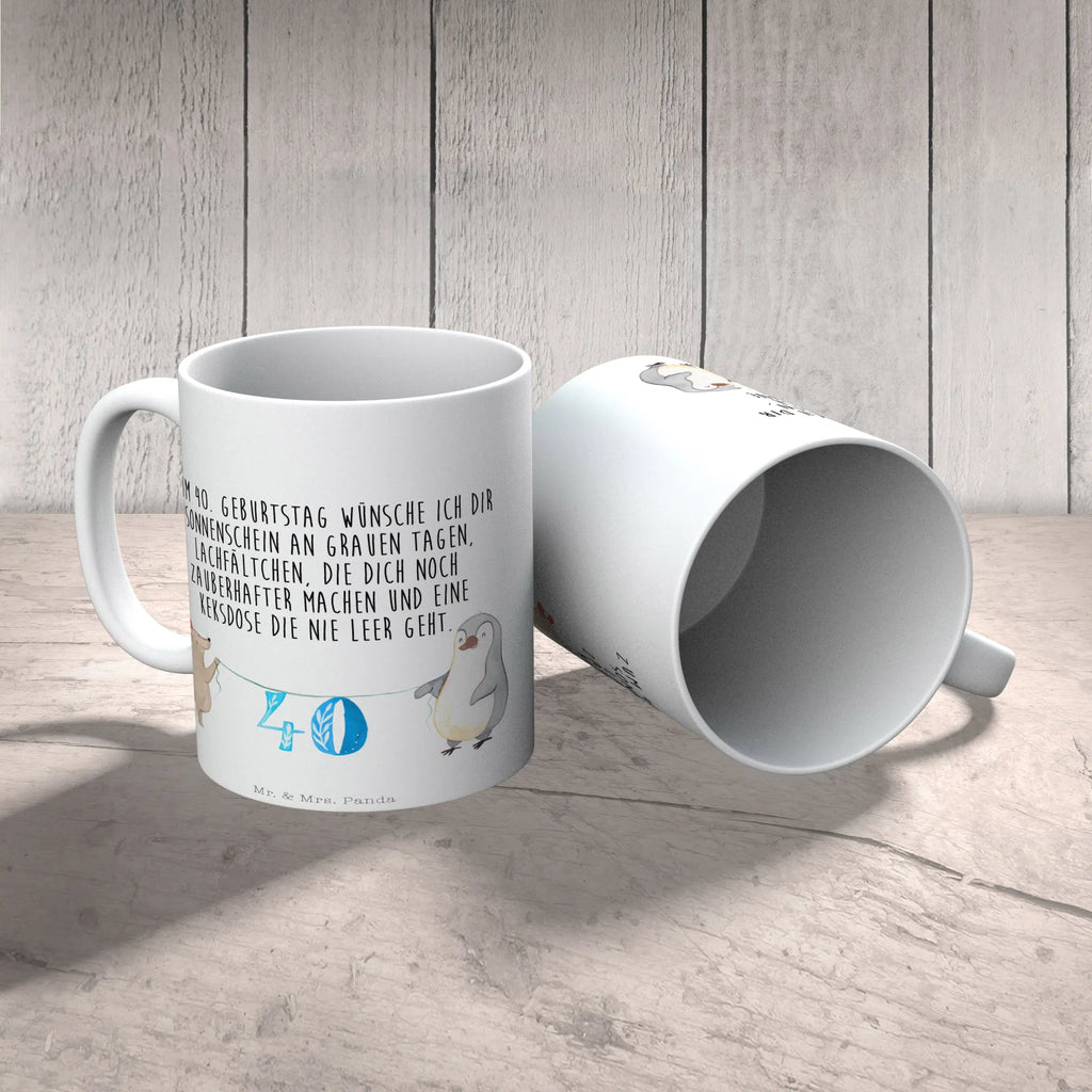 Tasse 40. Geburtstag Maus Pinguin Tasse, Kaffeetasse, Teetasse, Becher, Kaffeebecher, Teebecher, Keramiktasse, Porzellantasse, Büro Tasse, Geschenk Tasse, Tasse Sprüche, Tasse Motive, Kaffeetassen, Tasse bedrucken, Designer Tasse, Cappuccino Tassen, Schöne Teetassen, Geburtstag, Geburtstagsgeschenk, Geschenk, Party, Feiern, Torte, Kuchen