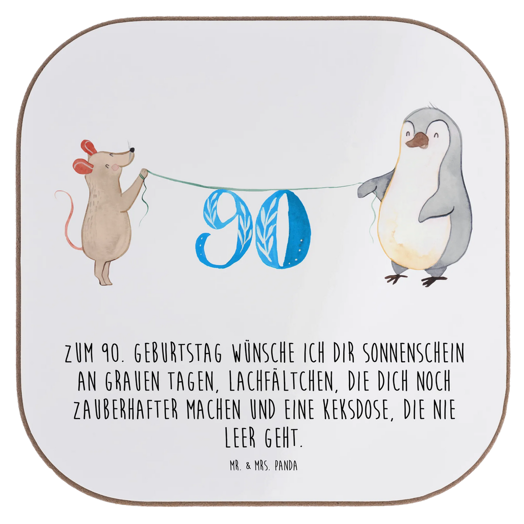 Quadratische Untersetzer 90. Geburtstag Maus Pinguin Untersetzer, Bierdeckel, Glasuntersetzer, Untersetzer Gläser, Getränkeuntersetzer, Untersetzer aus Holz, Untersetzer für Gläser, Korkuntersetzer, Untersetzer Holz, Holzuntersetzer, Tassen Untersetzer, Untersetzer Design, Geburtstag, Geburtstagsgeschenk, Geschenk, Party, Feiern, Torte, Kuchen