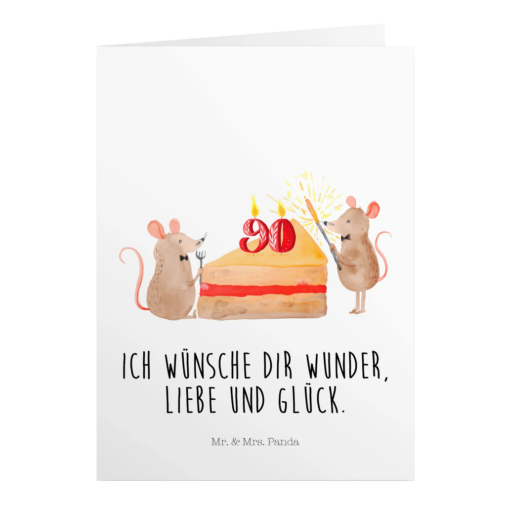 Geburtstagskarte 90. Geburtstag Mäuse Kuchen Grusskarte, Klappkarte, Einladungskarte, Glückwunschkarte, Hochzeitskarte, Geburtstagskarte, Geburtstag, Geburtstagsgeschenk, Geschenk, Maus, Geburtstage, Happy Birthday, Geburtstagsfeier