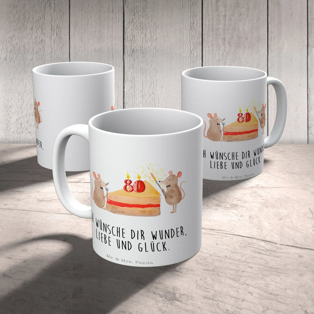 Tasse 80. Geburtstag Mäuse Kuchen Tasse, Kaffeetasse, Teetasse, Becher, Kaffeebecher, Teebecher, Keramiktasse, Porzellantasse, Büro Tasse, Geschenk Tasse, Tasse Sprüche, Tasse Motive, Kaffeetassen, Tasse bedrucken, Designer Tasse, Cappuccino Tassen, Schöne Teetassen, Geburtstag, Geburtstagsgeschenk, Geschenk, Maus, Geburtstage, Happy Birthday, Geburtstagsfeier
