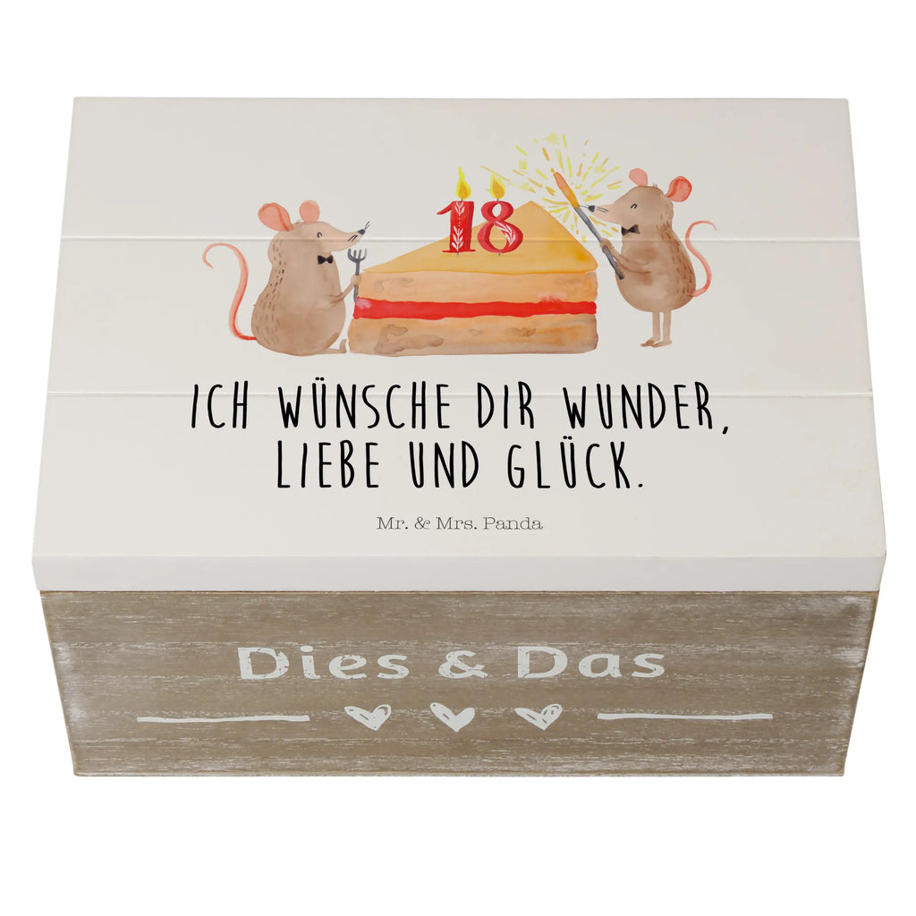 Holzkiste 18. Geburtstag Mäuse Kuchen Holzkiste, Kiste, Schatzkiste, Truhe, Schatulle, XXL, Erinnerungsbox, Erinnerungskiste, Dekokiste, Aufbewahrungsbox, Geschenkbox, Geschenkdose, Geburtstag, Geburtstagsgeschenk, Geschenk, Maus, Geburtstage, Happy Birthday, Geburtstagsfeier