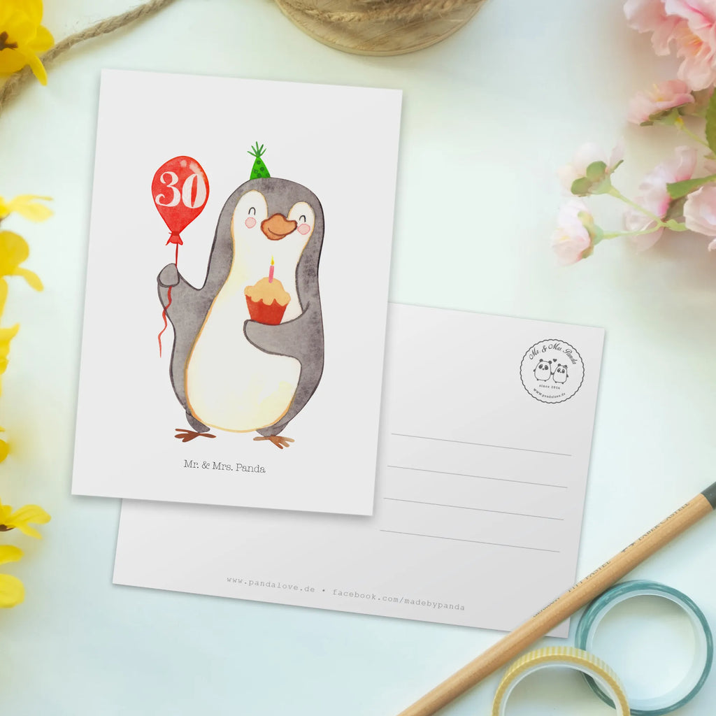 Postkarte 30. Geburtstag Pinguin Luftballon Postkarte, Karte, Geschenkkarte, Grußkarte, Einladung, Ansichtskarte, Geburtstagskarte, Einladungskarte, Dankeskarte, Ansichtskarten, Einladung Geburtstag, Einladungskarten Geburtstag, Geburtstag, Geburtstagsgeschenk, Geschenk, Pinguin, Geburtstage, Happy Birthday, Geburtstagsfeier