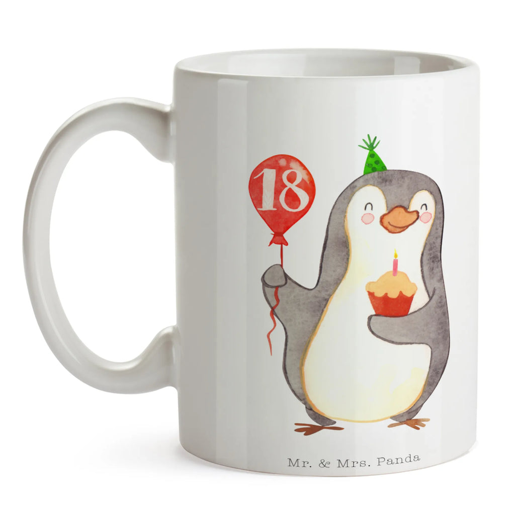 Tasse 18. Geburtstag Pinguin Luftballon Tasse, Kaffeetasse, Teetasse, Becher, Kaffeebecher, Teebecher, Keramiktasse, Porzellantasse, Büro Tasse, Geschenk Tasse, Tasse Sprüche, Tasse Motive, Kaffeetassen, Tasse bedrucken, Designer Tasse, Cappuccino Tassen, Schöne Teetassen, Geburtstag, Geburtstagsgeschenk, Geschenk, Pinguin, Geburtstage, Happy Birthday, Geburtstagsfeier