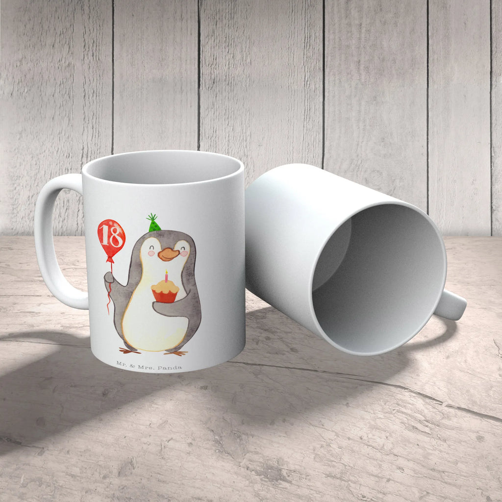 Tasse 18. Geburtstag Pinguin Luftballon Tasse, Kaffeetasse, Teetasse, Becher, Kaffeebecher, Teebecher, Keramiktasse, Porzellantasse, Büro Tasse, Geschenk Tasse, Tasse Sprüche, Tasse Motive, Kaffeetassen, Tasse bedrucken, Designer Tasse, Cappuccino Tassen, Schöne Teetassen, Geburtstag, Geburtstagsgeschenk, Geschenk, Pinguin, Geburtstage, Happy Birthday, Geburtstagsfeier