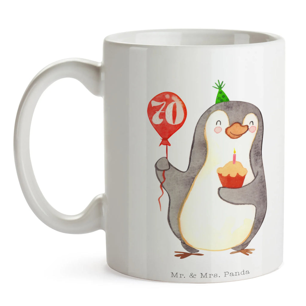 Tasse 70. Geburtstag Pinguin Luftballon Tasse, Kaffeetasse, Teetasse, Becher, Kaffeebecher, Teebecher, Keramiktasse, Porzellantasse, Büro Tasse, Geschenk Tasse, Tasse Sprüche, Tasse Motive, Kaffeetassen, Tasse bedrucken, Designer Tasse, Cappuccino Tassen, Schöne Teetassen, Geburtstag, Geburtstagsgeschenk, Geschenk, Pinguin, Geburtstage, Happy Birthday, Geburtstagsfeier