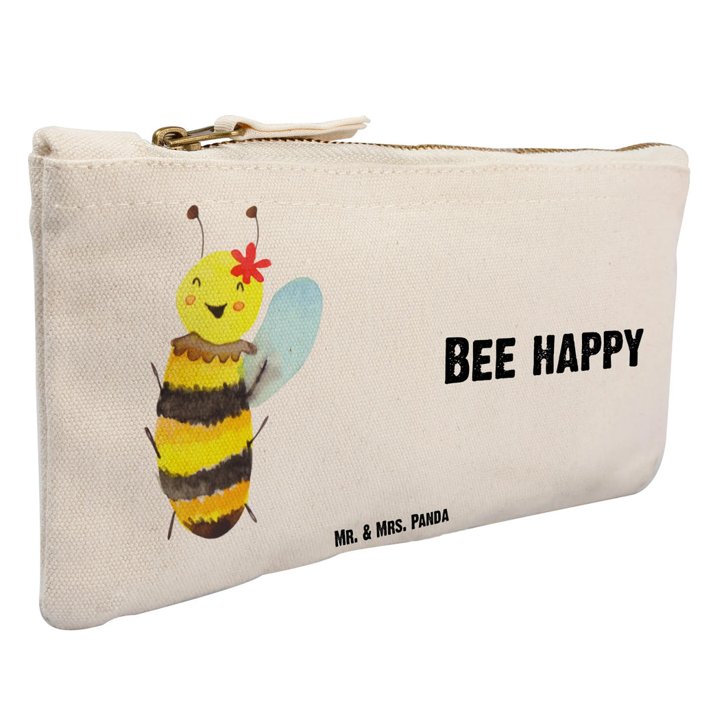 Schminktasche Biene Happy Schminktasche, Kosmetiktasche, Kosmetikbeutel, Stiftemäppchen, Etui, Federmappe, Makeup, XXL, Schminketui, Kosmetiketui, Schlamperetui, Biene, Wespe, Hummel