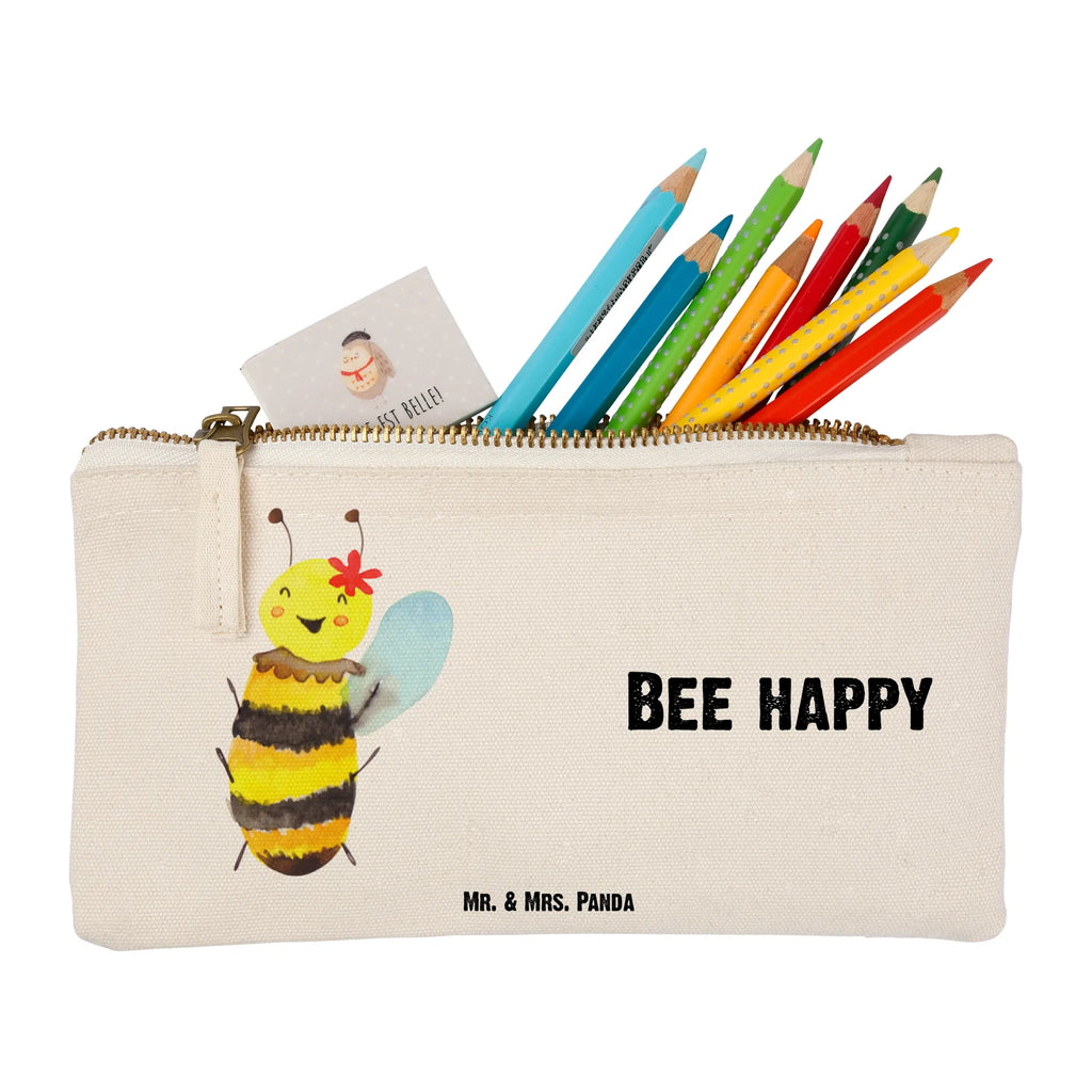 Schminktasche Biene Happy Schminktasche, Kosmetiktasche, Kosmetikbeutel, Stiftemäppchen, Etui, Federmappe, Makeup, XXL, Schminketui, Kosmetiketui, Schlamperetui, Biene, Wespe, Hummel