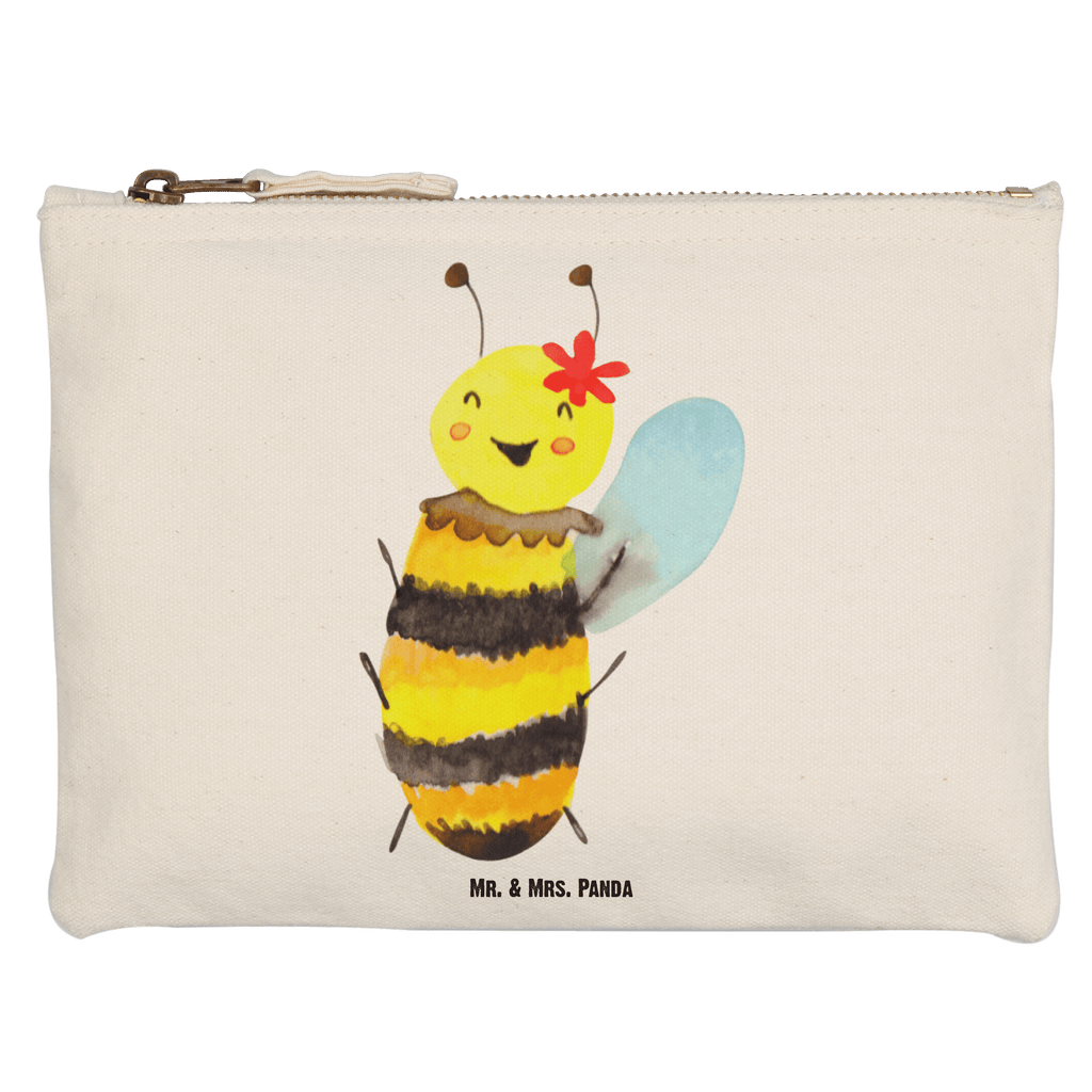 Schminktasche Biene Happy Schminktasche, Kosmetiktasche, Kosmetikbeutel, Stiftemäppchen, Etui, Federmappe, Makeup, XXL, Schminketui, Kosmetiketui, Schlamperetui, Biene, Wespe, Hummel