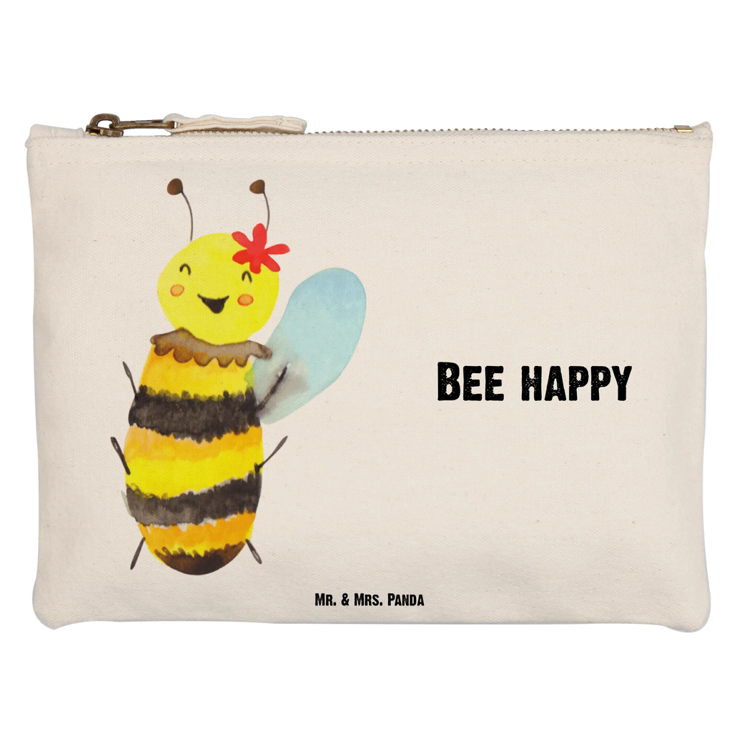 Schminktasche Biene Happy Schminktasche, Kosmetiktasche, Kosmetikbeutel, Stiftemäppchen, Etui, Federmappe, Makeup, XXL, Schminketui, Kosmetiketui, Schlamperetui, Biene, Wespe, Hummel