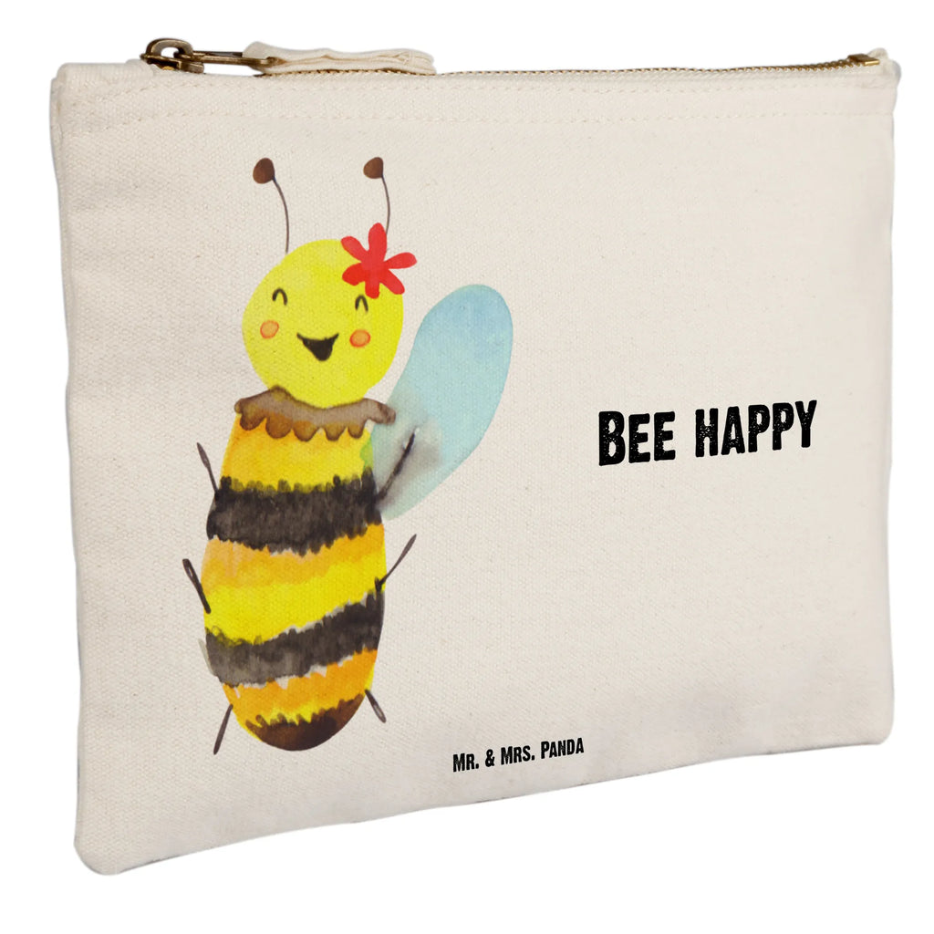 Schminktasche Biene Happy Schminktasche, Kosmetiktasche, Kosmetikbeutel, Stiftemäppchen, Etui, Federmappe, Makeup, XXL, Schminketui, Kosmetiketui, Schlamperetui, Biene, Wespe, Hummel