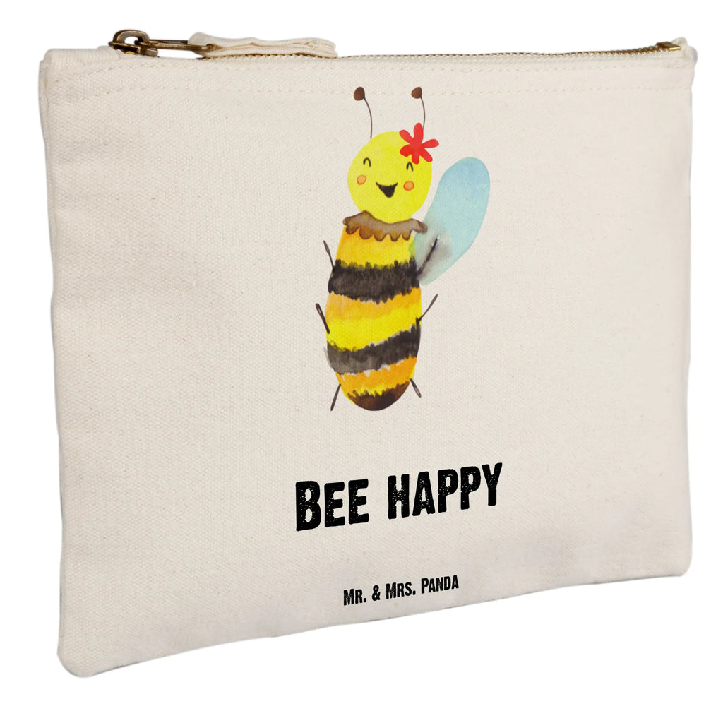 Schminktasche Biene Happy Schminktasche, Kosmetiktasche, Kosmetikbeutel, Stiftemäppchen, Etui, Federmappe, Makeup, XXL, Schminketui, Kosmetiketui, Schlamperetui, Biene, Wespe, Hummel