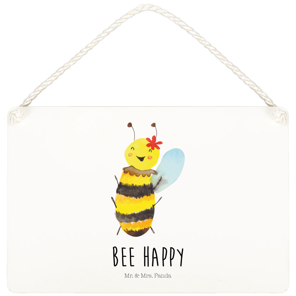 Deko Schild Biene Happy Dekoschild, Deko Schild, Schild, Tür Schild, Türschild, Holzschild, Wandschild, Wanddeko, Biene, Wespe, Hummel