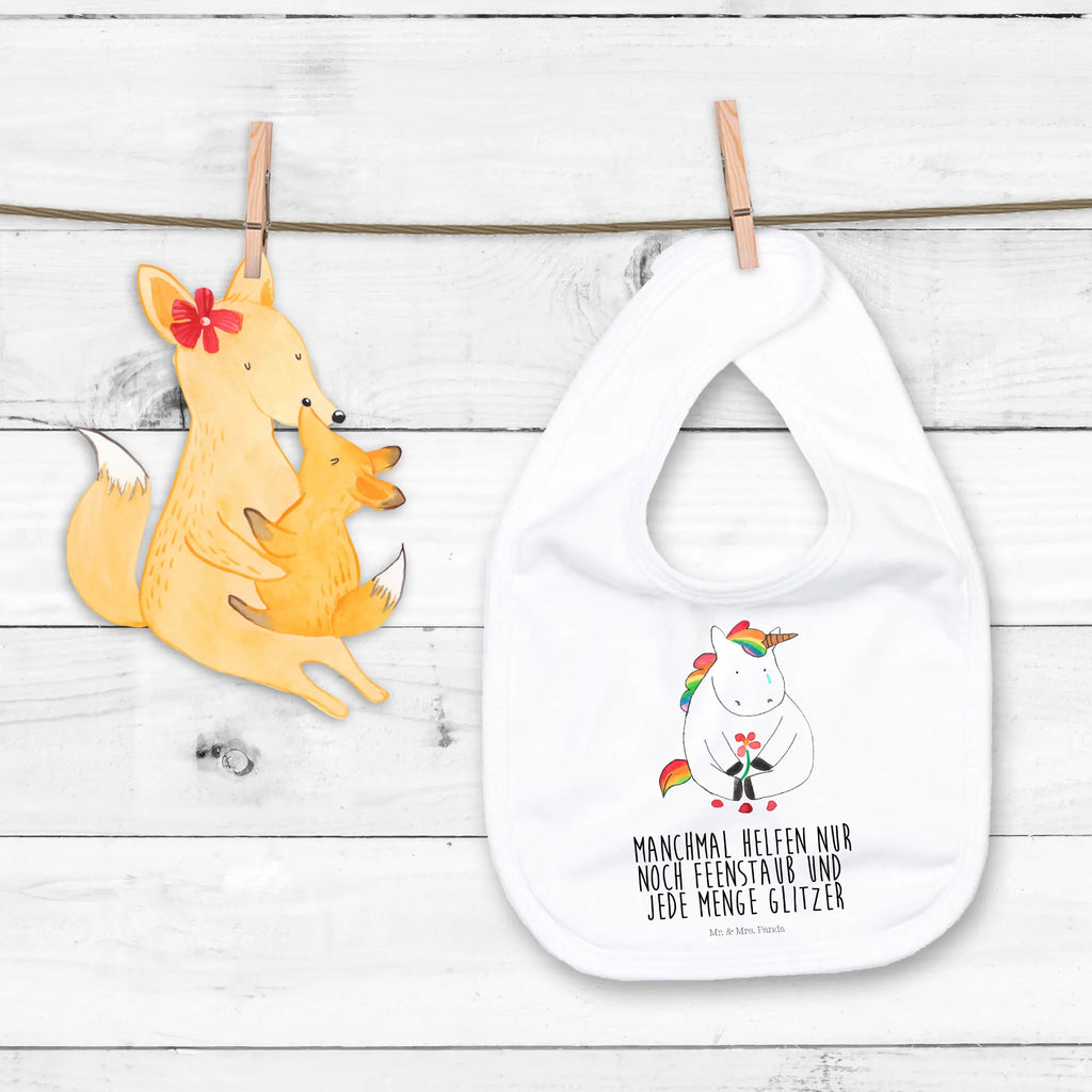 Organic Babylätzchen Einhorn Traurig Baby, Lätzchen, Spucktuch, Sabberlätzchen, Klettlätzchen, Babygeschenk, Baby Lätzchen, Geschenk für Geburt, Geschenk zur Geburt, Baby Spucktuch, Babyausstattung, Geschenkidee für Babyparty, Einhorn, Einhörner, Einhorn Deko, Pegasus, Unicorn, Glitzer, Trösten. Freundschaft, Freunde, Liebe, Trauer, Grußkarte, Blume