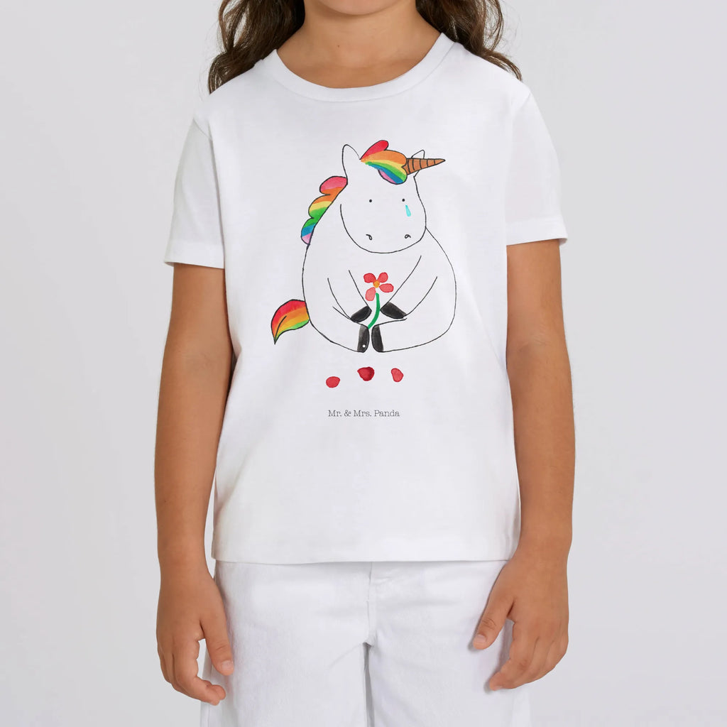 Organic Kinder T-Shirt Einhorn Traurig Kinder T-Shirt, Kinder T-Shirt Mädchen, Kinder T-Shirt Jungen, Einhorn, Einhörner, Einhorn Deko, Pegasus, Unicorn, Glitzer, Trösten. Freundschaft, Freunde, Liebe, Trauer, Grußkarte, Blume