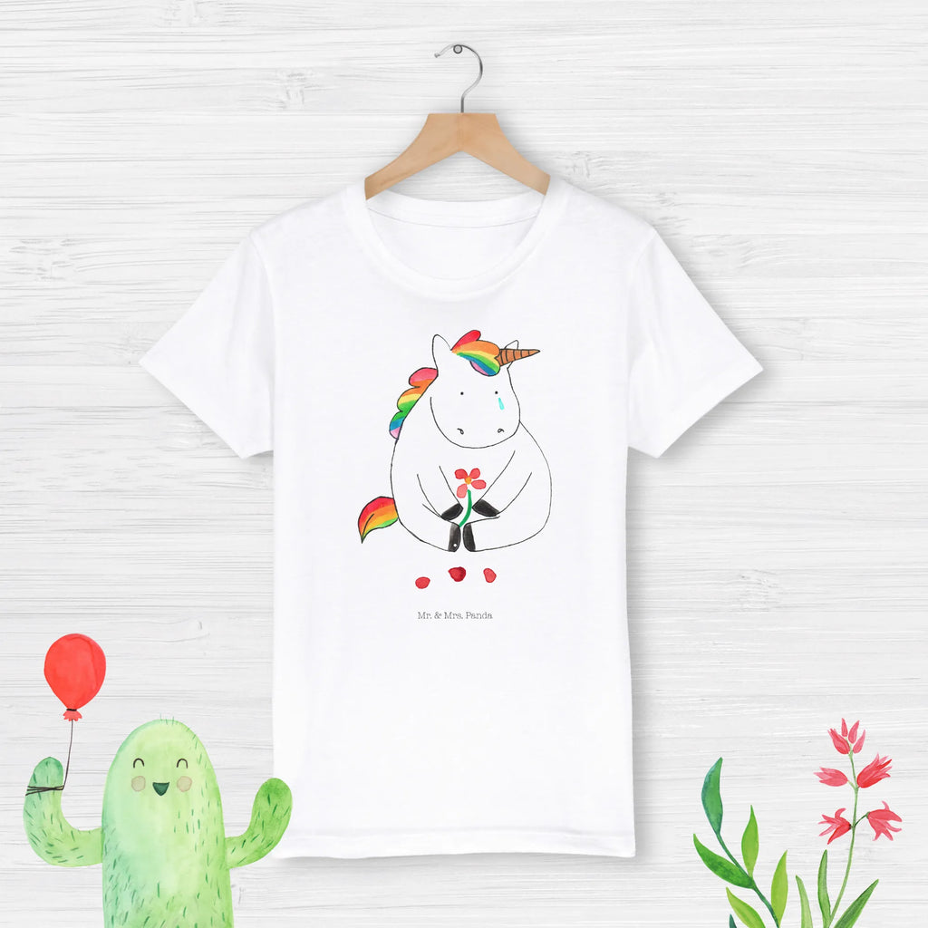 Organic Kinder T-Shirt Einhorn Traurig Kinder T-Shirt, Kinder T-Shirt Mädchen, Kinder T-Shirt Jungen, Einhorn, Einhörner, Einhorn Deko, Pegasus, Unicorn, Glitzer, Trösten. Freundschaft, Freunde, Liebe, Trauer, Grußkarte, Blume