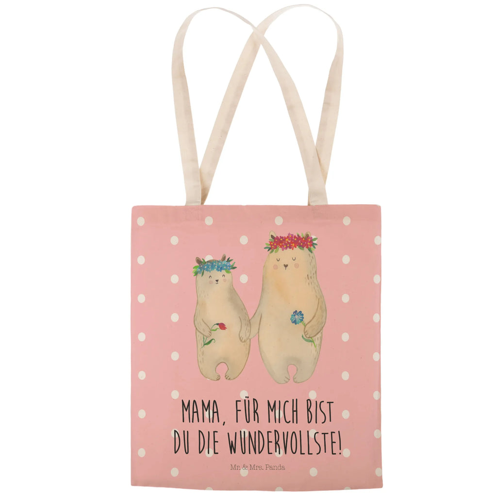 Einkaufstasche Bären mit Blumenkranz Tragetasche, Tasche, Beutel, Stofftasche, Baumwolltasche, Umhängetasche, Shopper, Einkaufstasche, Beuteltasche, Familie, Vatertag, Muttertag, Bruder, Schwester, Mama, Papa, Oma, Opa, Bär, Bären, Mutter, Mutti, Mami, Lieblingsmensch, Lieblingsmama, beste Mutter, weltbeste Mama, Geschenk Mama. Muttertag, Tochter, Kind, Kinder, Töchter, Family, Vorbild