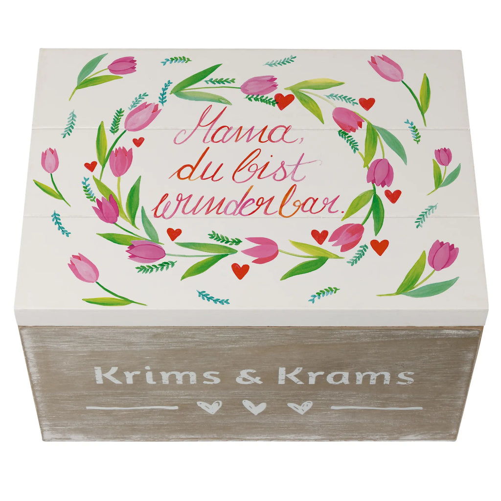 Holzkiste Mama Tulpen Holzkiste, Kiste, Schatzkiste, Truhe, Schatulle, XXL, Erinnerungsbox, Erinnerungskiste, Dekokiste, Aufbewahrungsbox, Geschenkbox, Geschenkdose, Blumen Deko, Frühlings Deko, Sommer Deko, Dekoration, positive Botschaft, Naturliebhaber, Outdoor, Natur, Abenteuer, Mama, Mutter, Mami, Mutti, Mom