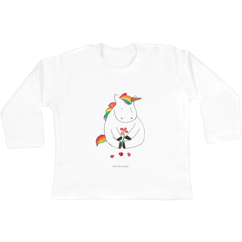 Baby Longsleeve Einhorn Traurig Mädchen, Jungen, Baby, Langarm, Bio, Kleidung, Einhorn, Einhörner, Einhorn Deko, Pegasus, Unicorn, Glitzer, Trösten. Freundschaft, Freunde, Liebe, Trauer, Grußkarte, Blume