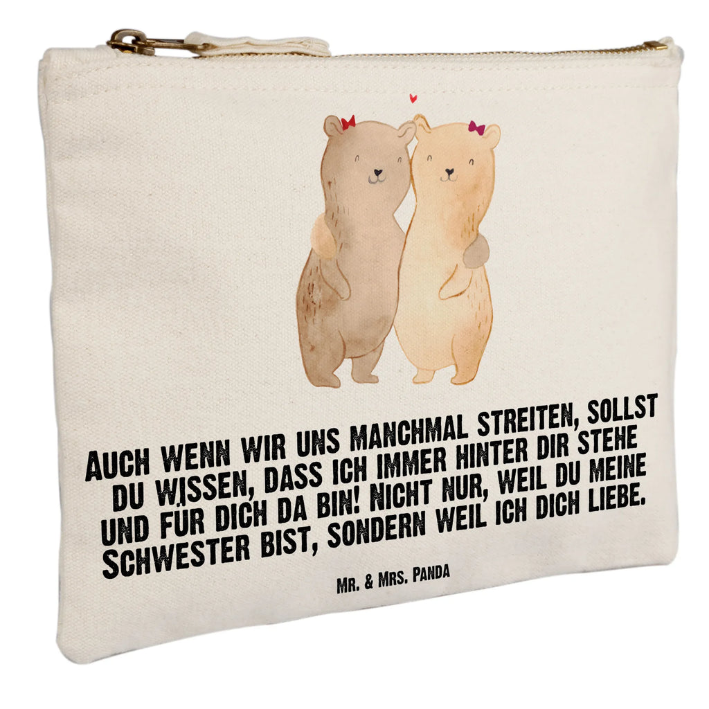 Schminktasche Bären Schwestern Schminktasche, Kosmetiktasche, Kosmetikbeutel, Stiftemäppchen, Etui, Federmappe, Makeup, XXL, Schminketui, Kosmetiketui, Schlamperetui, Familie, Vatertag, Muttertag, Bruder, Schwester, Mama, Papa, Oma, Opa