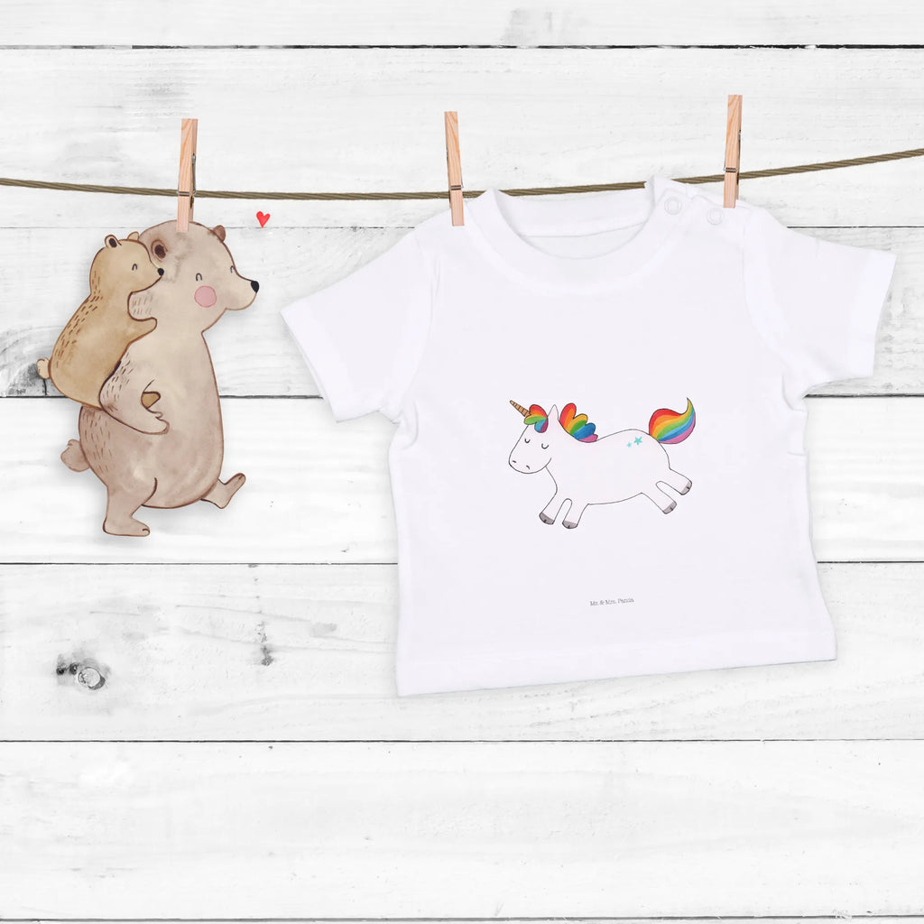 Organic Baby Shirt Einhorn Happy Baby T-Shirt, Jungen Baby T-Shirt, Mädchen Baby T-Shirt, Shirt, Einhorn, Einhörner, Einhorn Deko, Pegasus, Unicorn, glücklich, fröhlich, Spaß, Freude, Lebensfreude, witzig, spannend, Lächeln, Lachen