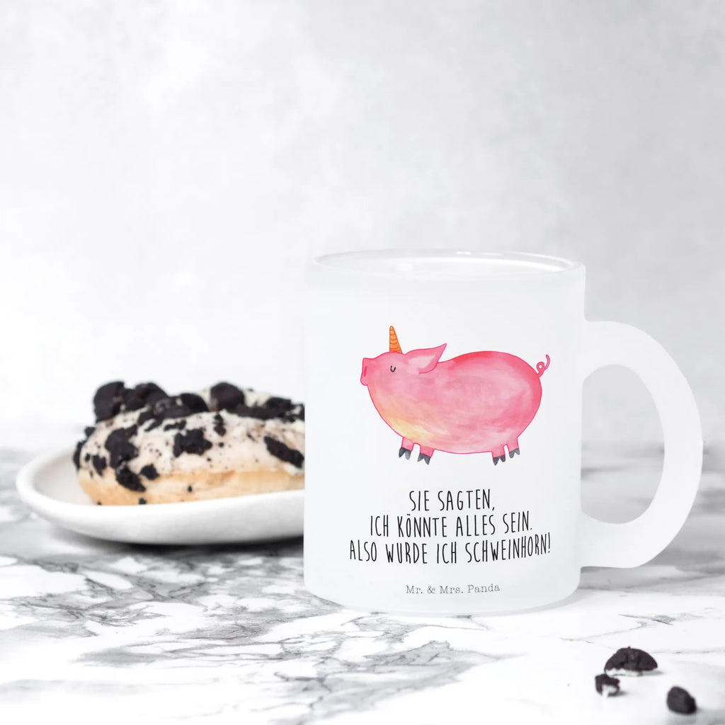 Teetasse Einhorn Schweinhorn Teetasse, Teeglas, Teebecher, Tasse mit Henkel, Tasse, Glas Teetasse, Teetasse aus Glas, Einhorn, Einhörner, Einhorn Deko, Pegasus, Unicorn, Party, Spaß, Schwein, Schweinhorn, Bauer, witzig. lustig, Spruch, geschenk, Pig, Piggy, funny, english, englisch