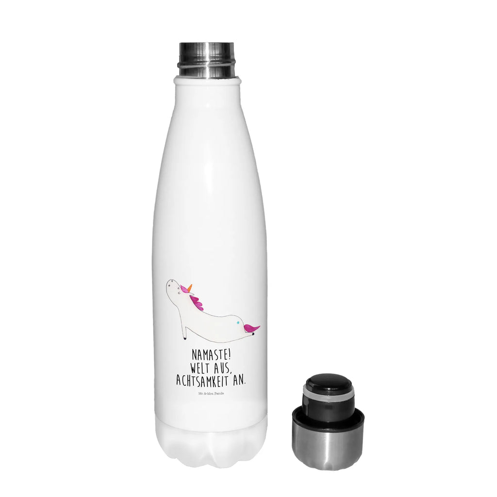 Thermosflasche Einhorn Yoga Isolierflasche, Thermoflasche, Trinkflasche, Thermos, Edelstahl, Einhorn, Einhörner, Einhorn Deko, Pegasus, Unicorn, Yoga, Namaste, Achtsamkeit, Entspannung, Joga, Yogamatte, Sport, lustig, witzig, süß