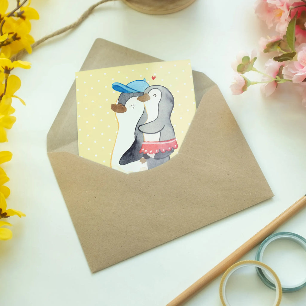 Grußkarte Pinguin Kleine Schwester Grußkarte, Klappkarte, Einladungskarte, Glückwunschkarte, Hochzeitskarte, Geburtstagskarte, Karte, Ansichtskarten, Familie, Vatertag, Muttertag, Bruder, Schwester, Mama, Papa, Oma, Opa