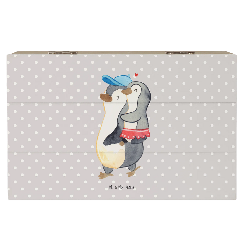 Holzkiste Pinguin Kleine Schwester Holzkiste, Kiste, Schatzkiste, Truhe, Schatulle, XXL, Erinnerungsbox, Erinnerungskiste, Dekokiste, Aufbewahrungsbox, Geschenkbox, Geschenkdose, Familie, Vatertag, Muttertag, Bruder, Schwester, Mama, Papa, Oma, Opa