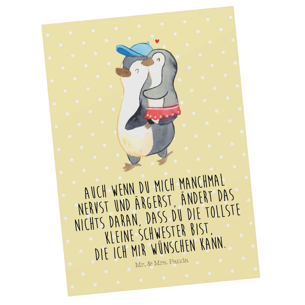 Postkarte Pinguin Kleine Schwester Postkarte, Karte, Geschenkkarte, Grußkarte, Einladung, Ansichtskarte, Geburtstagskarte, Einladungskarte, Dankeskarte, Ansichtskarten, Einladung Geburtstag, Einladungskarten Geburtstag, Familie, Vatertag, Muttertag, Bruder, Schwester, Mama, Papa, Oma, Opa