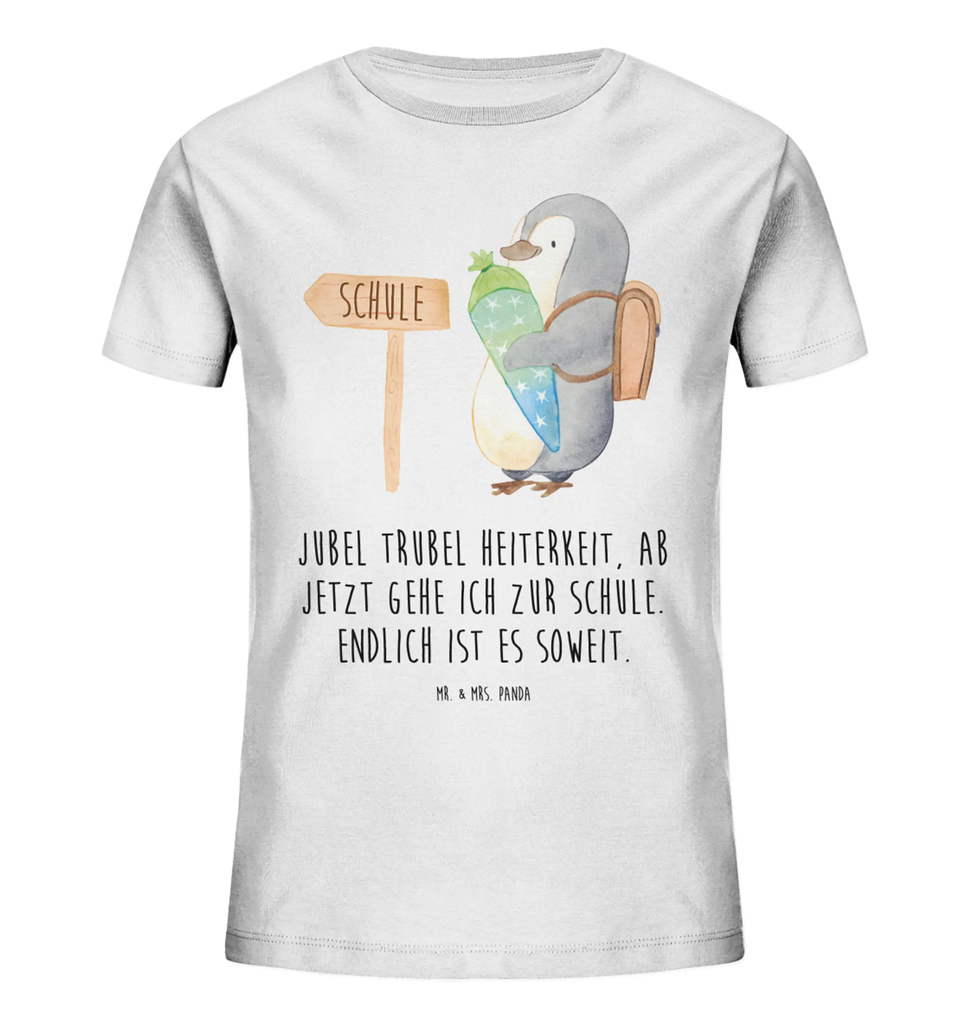 Organic Kinder T-Shirt Pinguin Schultüte Kinder T-Shirt, Kinder T-Shirt Mädchen, Kinder T-Shirt Jungen, Pinguin, Schulanfänger, Einschulung, 1. Klasse, Geschenk zur Einschulung, erster Schultag, Schulranzen