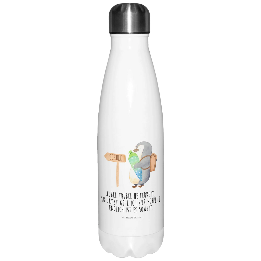 Thermosflasche Pinguin Schultüte Isolierflasche, Thermoflasche, Trinkflasche, Thermos, Edelstahl, Pinguin, Schulanfänger, Einschulung, 1. Klasse, Geschenk zur Einschulung, erster Schultag, Schulranzen