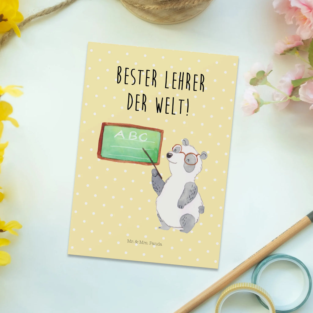 Postkarte Panda Lehrer Postkarte, Karte, Geschenkkarte, Grußkarte, Einladung, Ansichtskarte, Geburtstagskarte, Einladungskarte, Dankeskarte, Ansichtskarten, Einladung Geburtstag, Einladungskarten Geburtstag, Tiermotive, Gute Laune, lustige Sprüche, Tiere