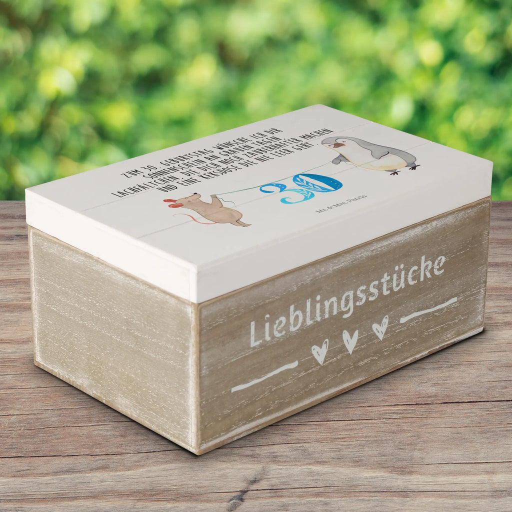 Holzkiste 30. Geburtstag Maus Pinguin Holzkiste, Kiste, Schatzkiste, Truhe, Schatulle, XXL, Erinnerungsbox, Erinnerungskiste, Dekokiste, Aufbewahrungsbox, Geschenkbox, Geschenkdose, Geburtstag, Geburtstagsgeschenk, Geschenk, Party, Feiern, Torte, Kuchen