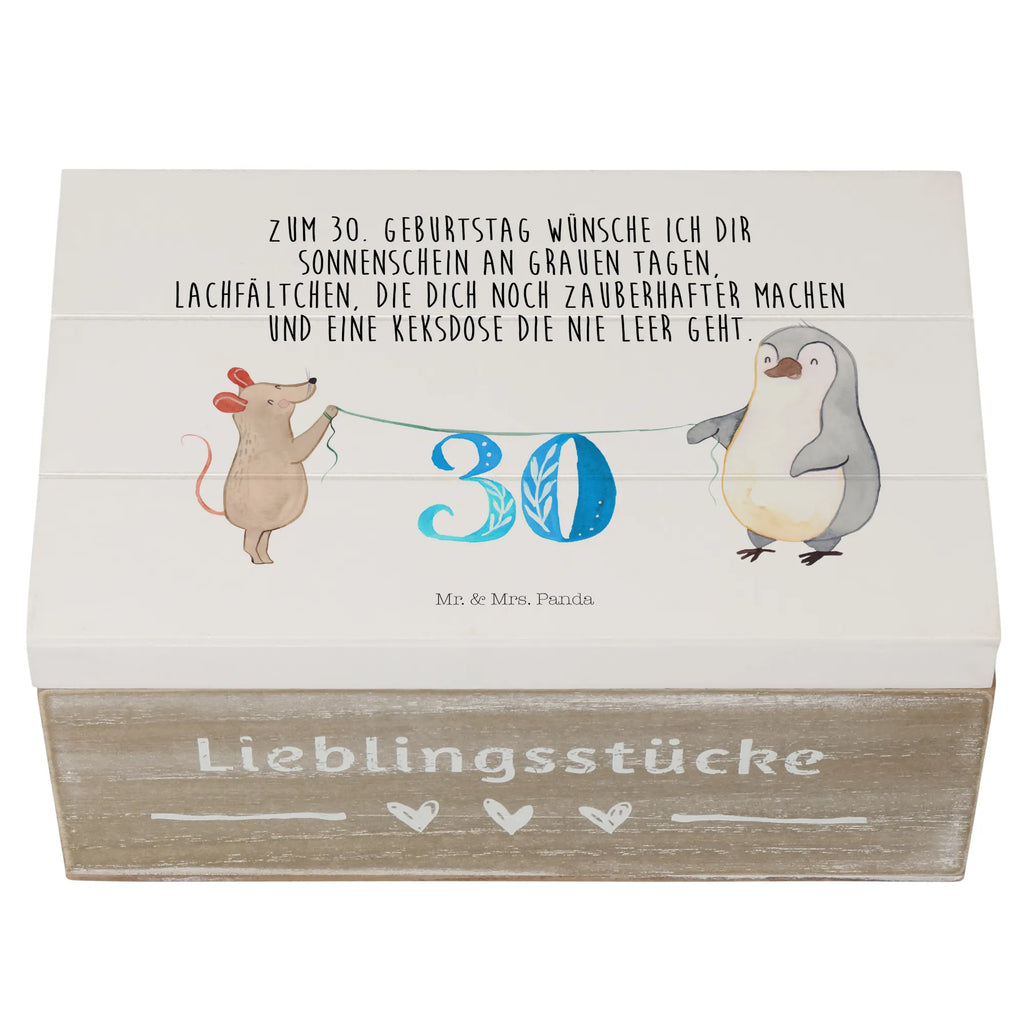 Holzkiste 30. Geburtstag Maus Pinguin Holzkiste, Kiste, Schatzkiste, Truhe, Schatulle, XXL, Erinnerungsbox, Erinnerungskiste, Dekokiste, Aufbewahrungsbox, Geschenkbox, Geschenkdose, Geburtstag, Geburtstagsgeschenk, Geschenk, Party, Feiern, Torte, Kuchen