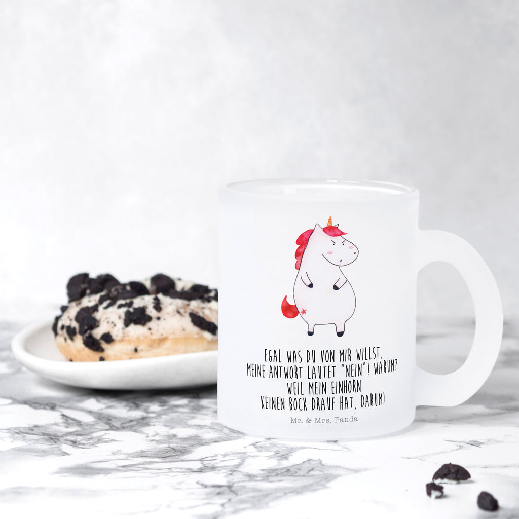 Teetasse Einhorn wütend Teetasse, Teeglas, Teebecher, Tasse mit Henkel, Tasse, Glas Teetasse, Teetasse aus Glas, Einhorn, Einhörner, Einhorn Deko, Pegasus, Unicorn, Realität, Ansage, lustlos, nein, Büro, Arbeit, wütend, dumme Fragen, lustig, Spaß, Geschenk