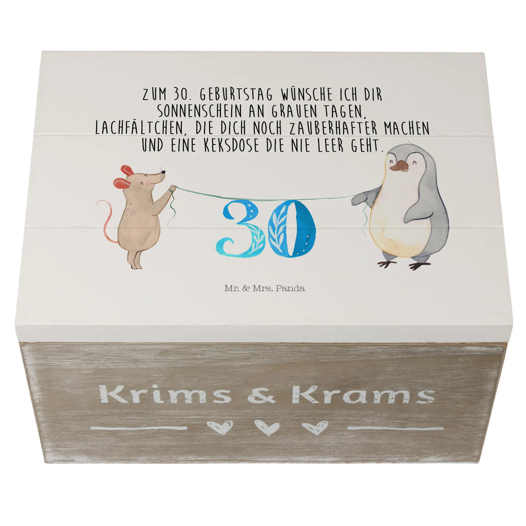 Holzkiste 30. Geburtstag Maus Pinguin Holzkiste, Kiste, Schatzkiste, Truhe, Schatulle, XXL, Erinnerungsbox, Erinnerungskiste, Dekokiste, Aufbewahrungsbox, Geschenkbox, Geschenkdose, Geburtstag, Geburtstagsgeschenk, Geschenk, Party, Feiern, Torte, Kuchen