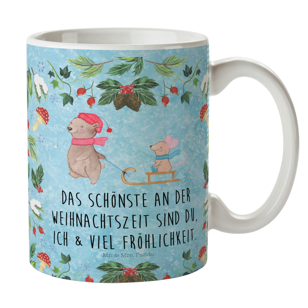 Tasse Bär Maus Schlitten Tasse, Kaffeetasse, Teetasse, Becher, Kaffeebecher, Teebecher, Keramiktasse, Porzellantasse, Büro Tasse, Geschenk Tasse, Tasse Sprüche, Tasse Motive, Kaffeetassen, Tasse bedrucken, Designer Tasse, Cappuccino Tassen, Schöne Teetassen, Winter, Weihnachten, Weihnachtsdeko, Nikolaus, Advent, Heiligabend, Wintermotiv