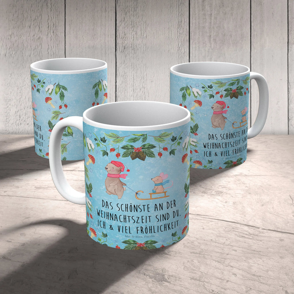 Tasse Bär Maus Schlitten Tasse, Kaffeetasse, Teetasse, Becher, Kaffeebecher, Teebecher, Keramiktasse, Porzellantasse, Büro Tasse, Geschenk Tasse, Tasse Sprüche, Tasse Motive, Kaffeetassen, Tasse bedrucken, Designer Tasse, Cappuccino Tassen, Schöne Teetassen, Winter, Weihnachten, Weihnachtsdeko, Nikolaus, Advent, Heiligabend, Wintermotiv