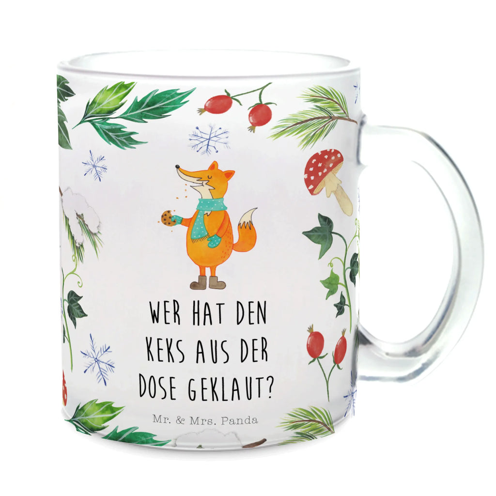 Teetasse Fuchs Keksdose Teetasse, Teeglas, Teebecher, Tasse mit Henkel, Tasse, Glas Teetasse, Teetasse aus Glas, Winter, Weihnachten, Weihnachtsdeko, Nikolaus, Advent, Heiligabend, Wintermotiv