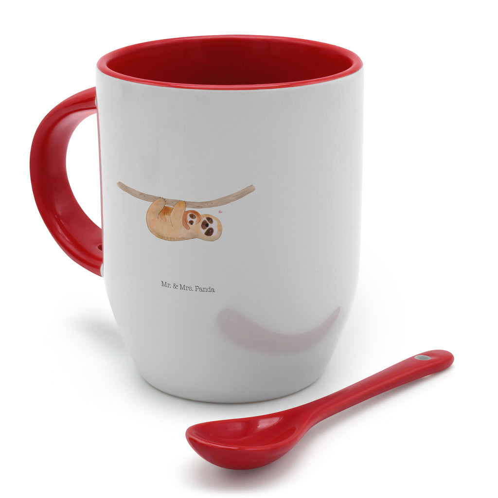 Tasse mit Löffel Faultier mit Kind Tasse, Kaffeetasse, Tassen, Tasse mit Spruch, Kaffeebecher, Tasse mit Löffel, Faultier, Faultier Geschenk, Faultier Deko, Kind, Baby, Liebe, Mutter, Mama, Geburt, Kinder, Faulheit, Spaß, Niedlichkeit