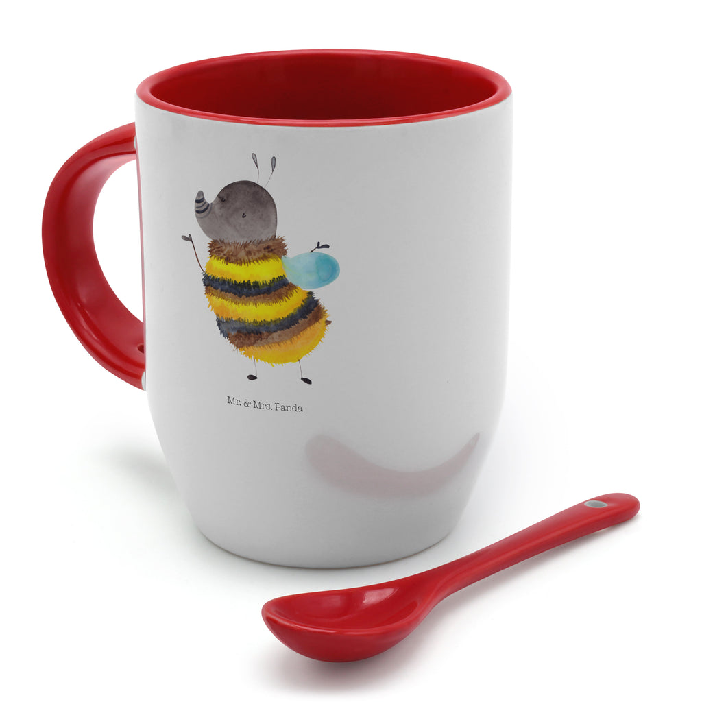 Tasse mit Löffel Hummel flauschig Tasse, Kaffeetasse, Tassen, Tasse mit Spruch, Kaffeebecher, Tasse mit Löffel, Tiermotive, Gute Laune, lustige Sprüche, Tiere, Hummel, Flauschig, Biene, Blume, Natur