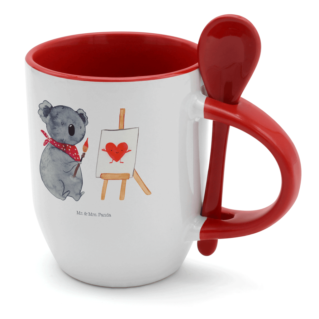 Tasse mit Löffel Koala Künstler Tasse, Kaffeetasse, Tassen, Tasse mit Spruch, Kaffeebecher, Tasse mit Löffel, Koala, Koalabär, Liebe, Liebensbeweis, Liebesgeschenk, Gefühle, Künstler, zeichnen