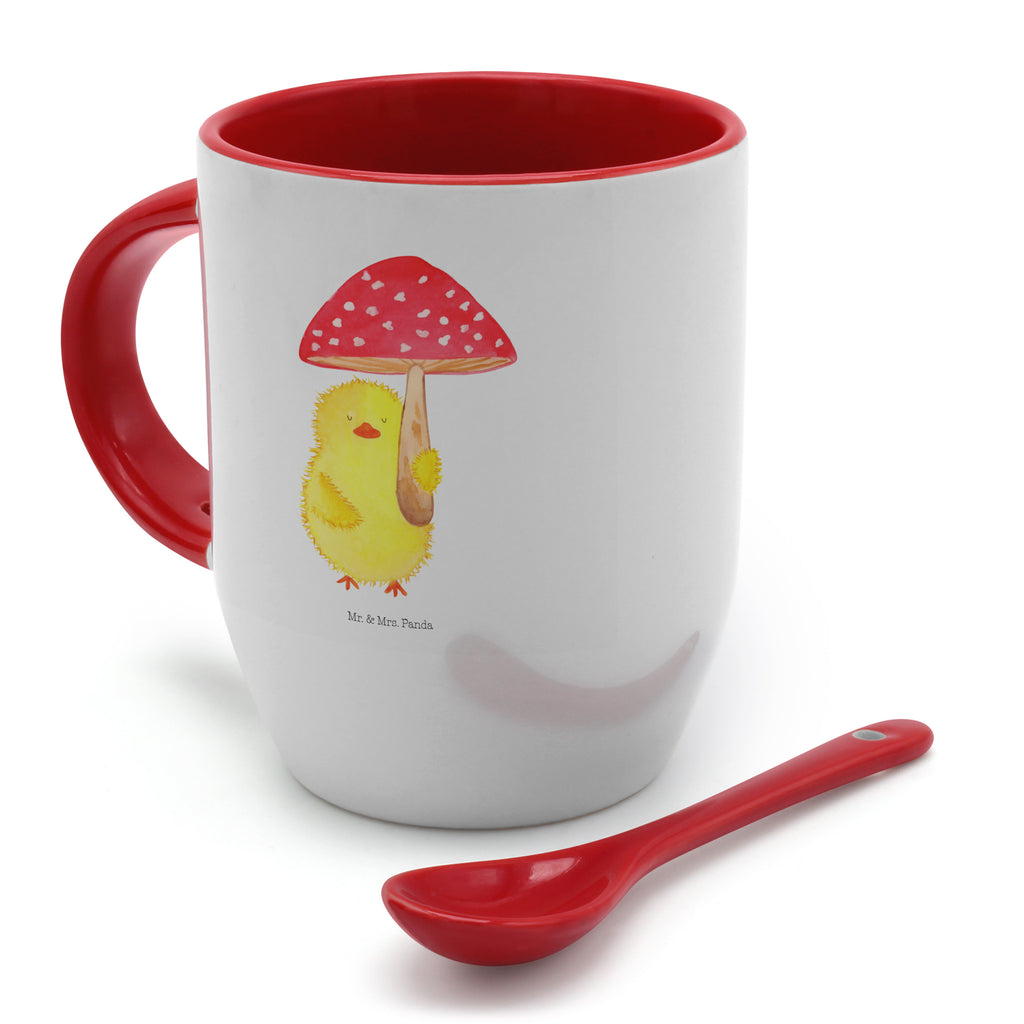 Tasse mit Löffel Küken Fliegenpilz Tasse, Kaffeetasse, Tassen, Tasse mit Spruch, Kaffeebecher, Tasse mit Löffel, Ostern, Osterhase, Ostergeschenke, Osternest, Osterdeko, Geschenke zu Ostern, Ostern Geschenk, Ostergeschenke Kinder, Ostern Kinder, Küken, Fliegenpilz, Glückspilz, Frohe Ostern, Ostergrüße