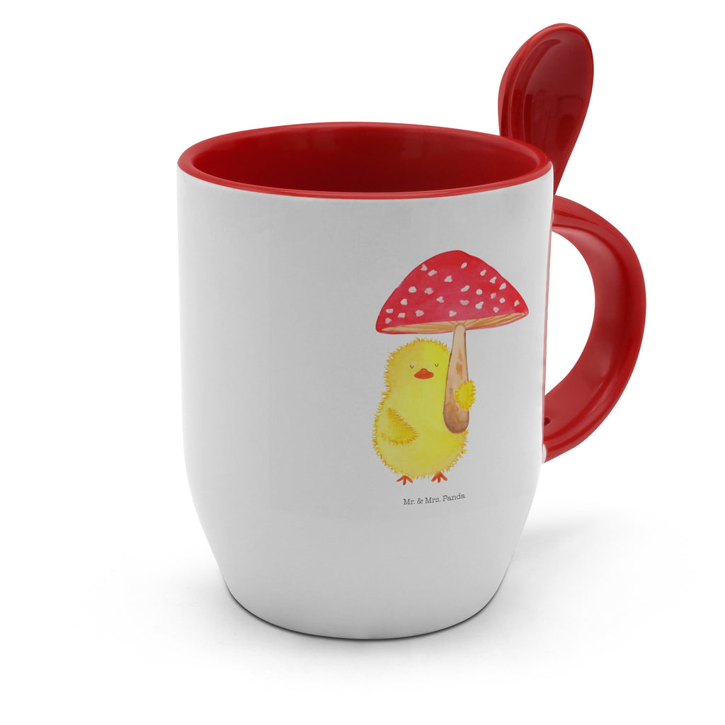 Tasse mit Löffel Küken Fliegenpilz Tasse, Kaffeetasse, Tassen, Tasse mit Spruch, Kaffeebecher, Tasse mit Löffel, Ostern, Osterhase, Ostergeschenke, Osternest, Osterdeko, Geschenke zu Ostern, Ostern Geschenk, Ostergeschenke Kinder, Ostern Kinder, Küken, Fliegenpilz, Glückspilz, Frohe Ostern, Ostergrüße