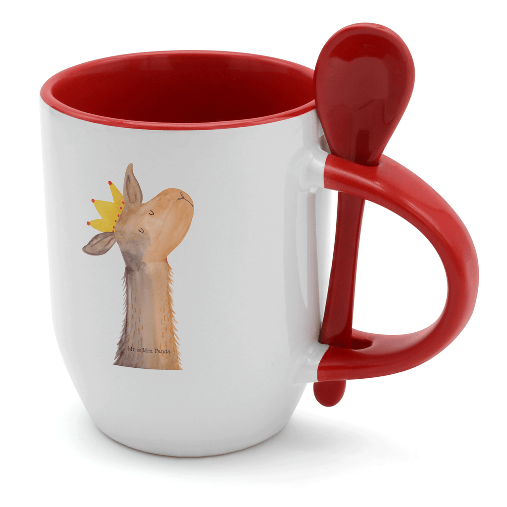 Tasse mit Löffel Lamakopf König Tasse, Kaffeetasse, Tassen, Tasse mit Spruch, Kaffeebecher, Tasse mit Löffel, Lama, Alpaka, Lamas, König, Königin, Freundin, Mama, Papa, Büro Kollege, Kollegin, Chef, Vorgesetzter, Abi, Abitur